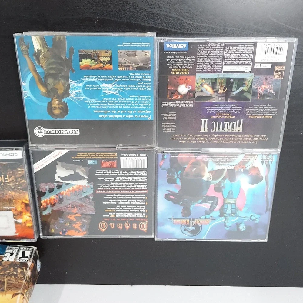 Vintage PC CD-ROM Game‎ Lot Mortal Kombat 4 Diablo Heretic II Tomb Raider LOTR